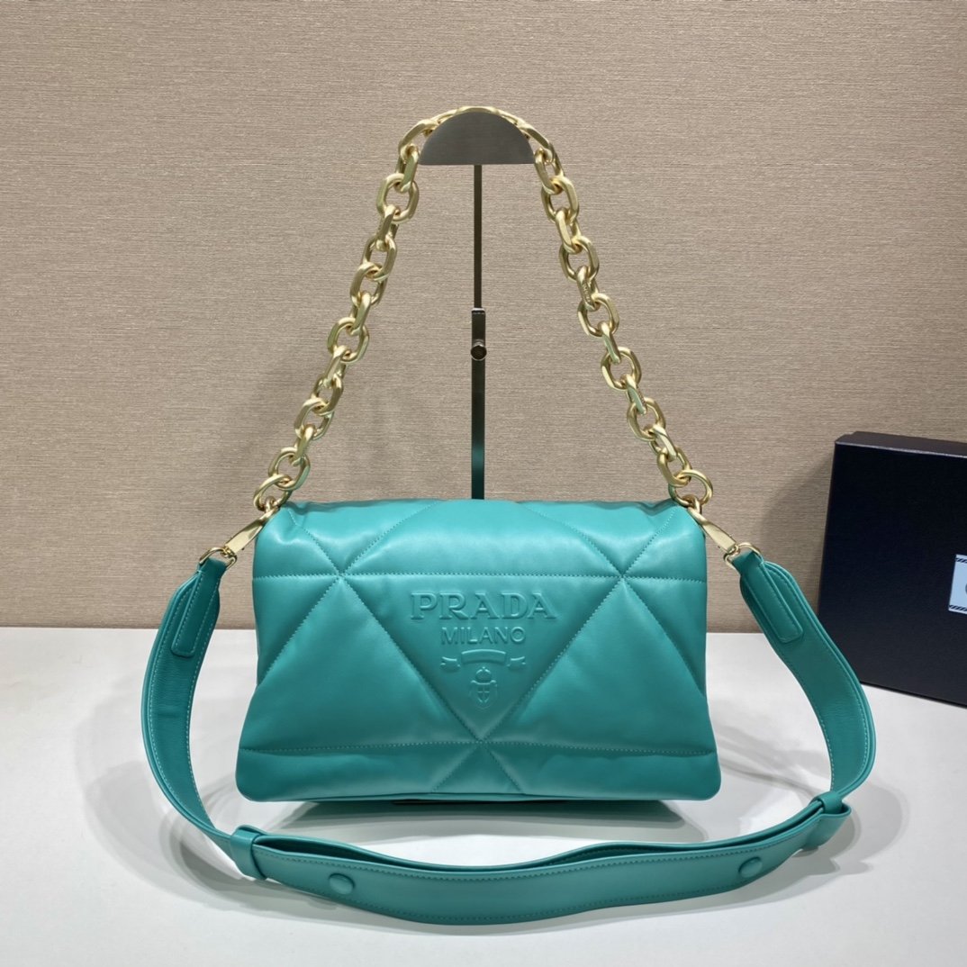 Prada System Nappa Patchwork Shoulder Bag Jade Green For Women, Women's Bags 7.5in/19cm - Image 5