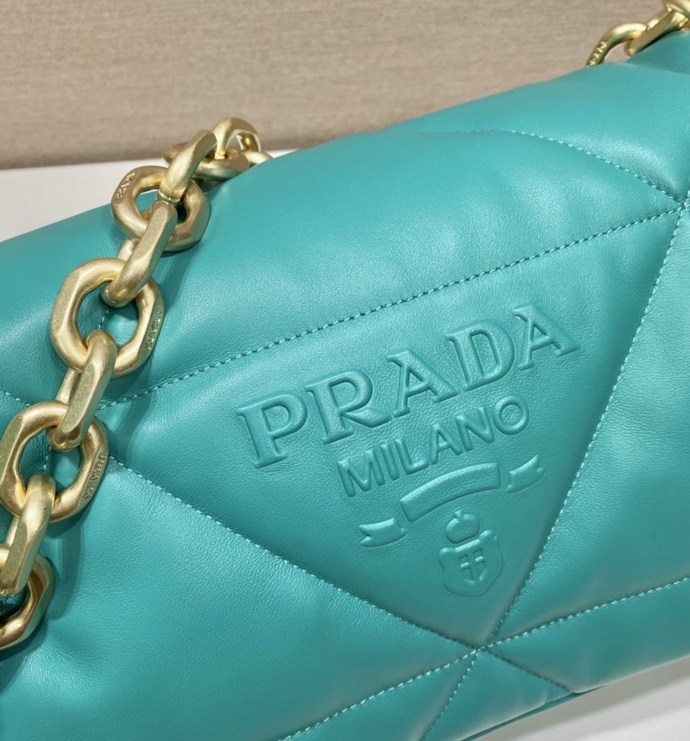 Prada System Nappa Patchwork Shoulder Bag Jade Green For Women, Women's Bags 7.5in/19cm
