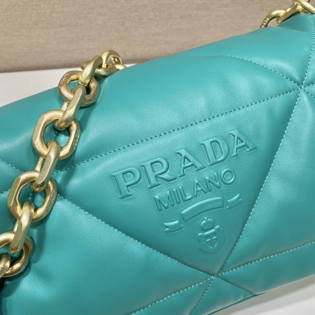 Prada System Nappa Patchwork Shoulder Bag Jade Green For Women, Women's Bags 7.5in/19cm - Image 7