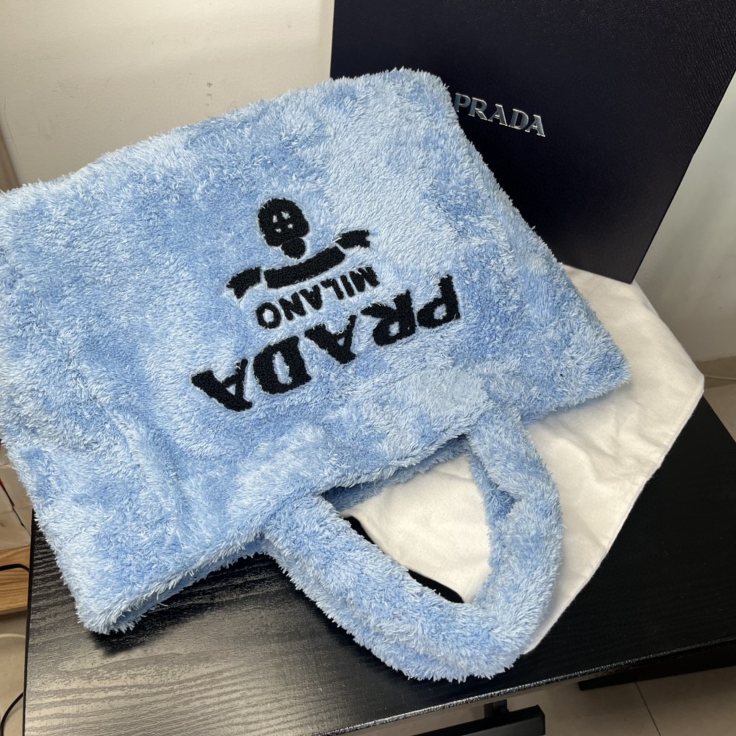 Prada Terry Tote Bag Blue For Women, Women's Bags 15.7in/40cm 1BG130_2DXO_F0D4O_V_MWO - Image 7