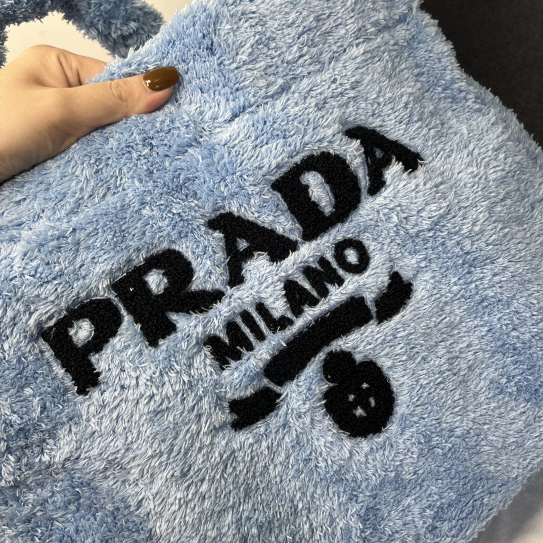 Prada Terry Tote Bag Blue For Women, Women's Bags 15.7in/40cm 1BG130_2DXO_F0D4O_V_MWO - Image 3