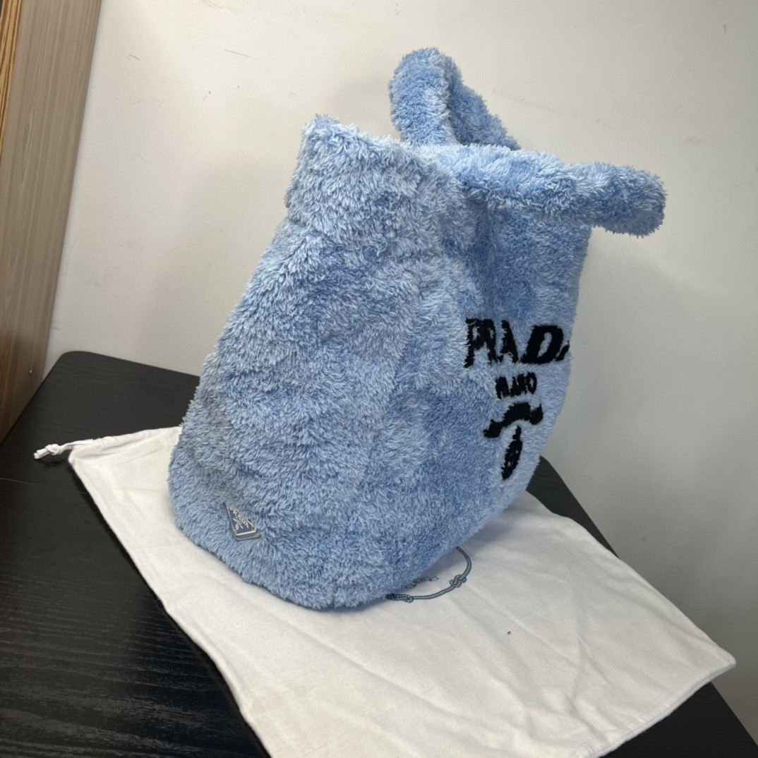 Prada Terry Tote Bag Blue For Women, Women's Bags 15.7in/40cm 1BG130_2DXO_F0D4O_V_MWO - Image 6