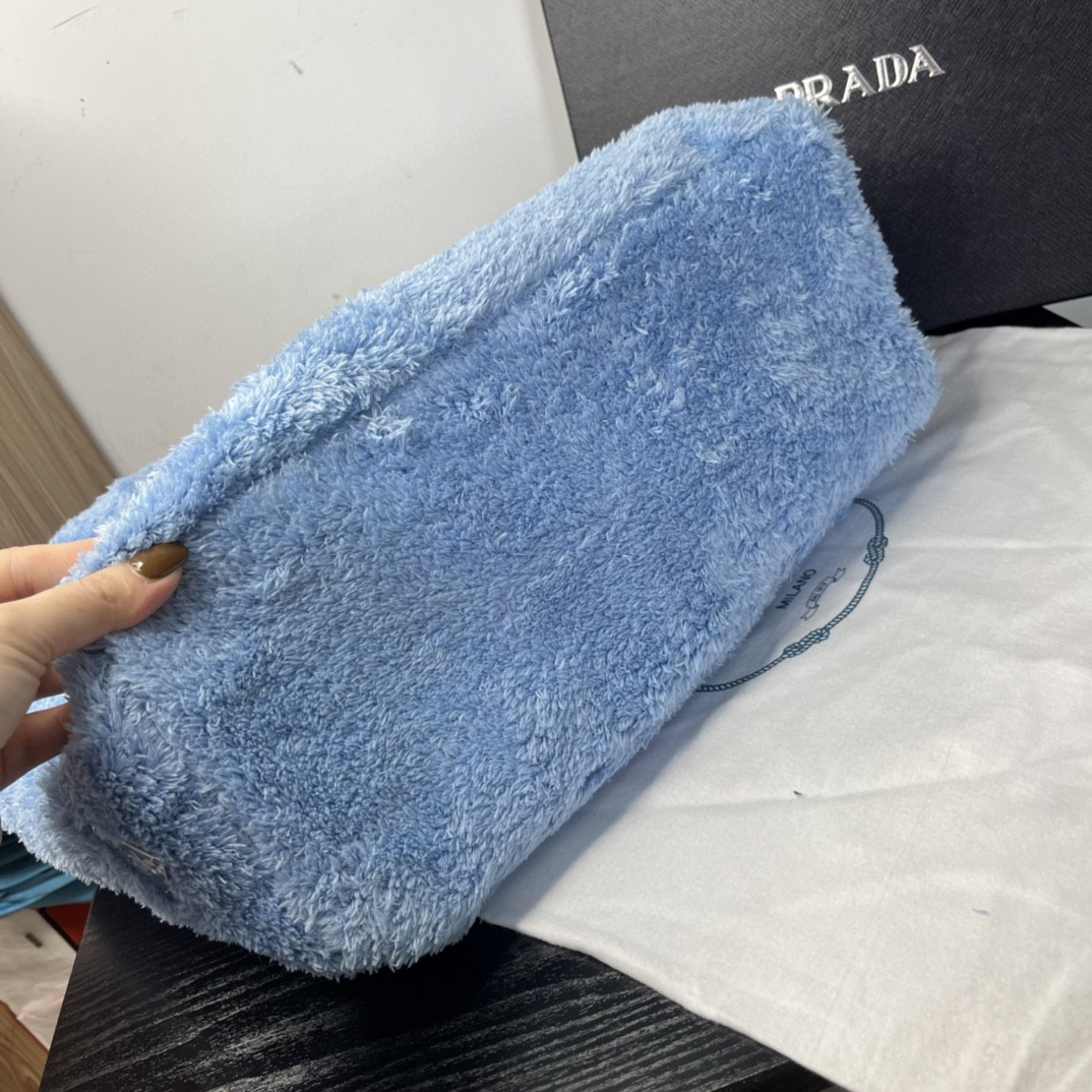 Prada Terry Tote Bag Blue For Women, Women's Bags 15.7in/40cm 1BG130_2DXO_F0D4O_V_MWO - Image 4