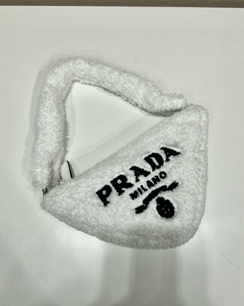 Prada Terrycloth Pouch White For Women, Women's Bags 10in/26cm