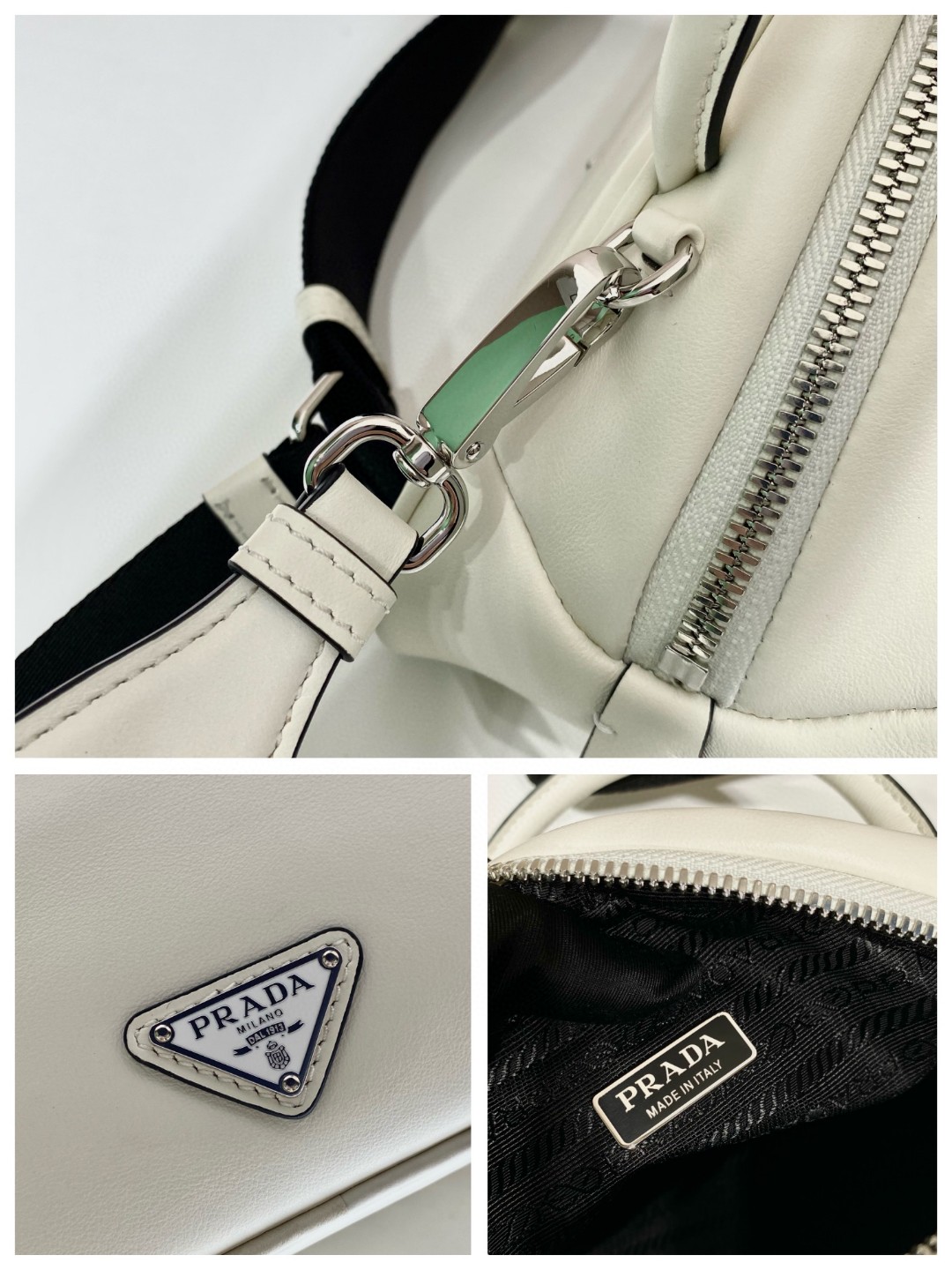 Prada Triangle Bag White For Women, Women's Bags 9.8in/25cm 1BB082_2BYA_F0009_V_NEO - Image 3