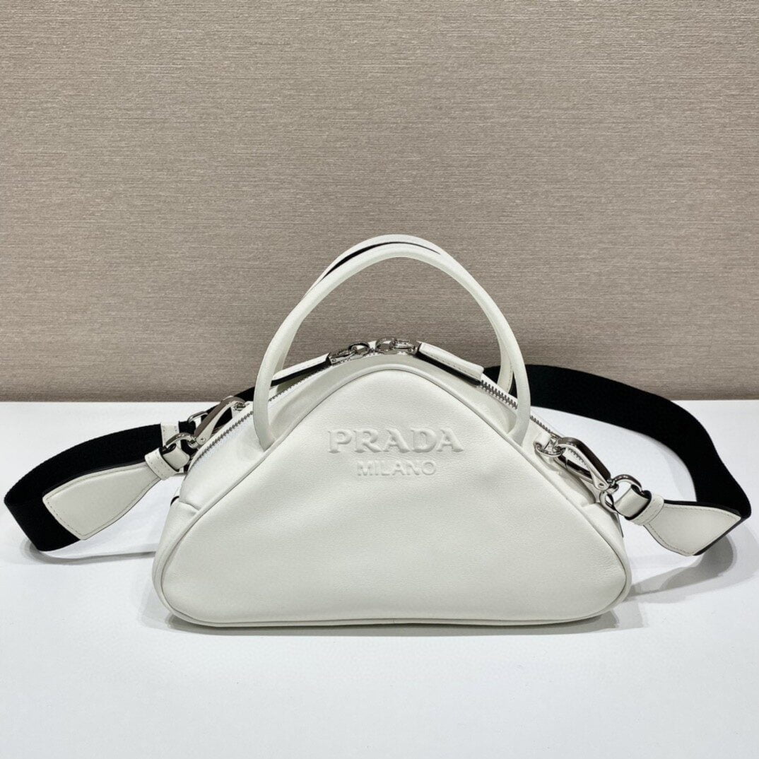 Prada Triangle Bag White For Women, Women's Bags 9.8in/25cm 1BB082_2BYA_F0009_V_NEO