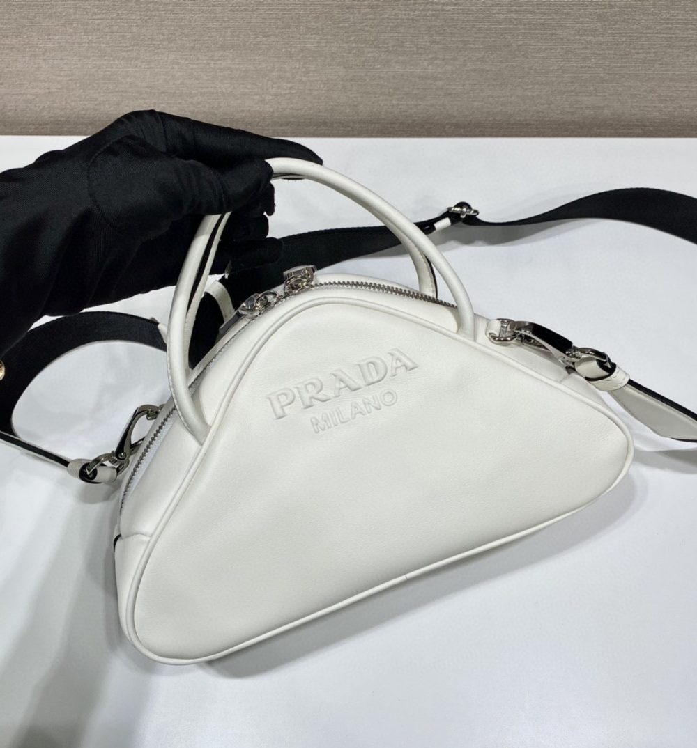 Prada Triangle Bag White For Women, Women's Bags 9.8in/25cm 1BB082_2BYA_F0009_V_NEO