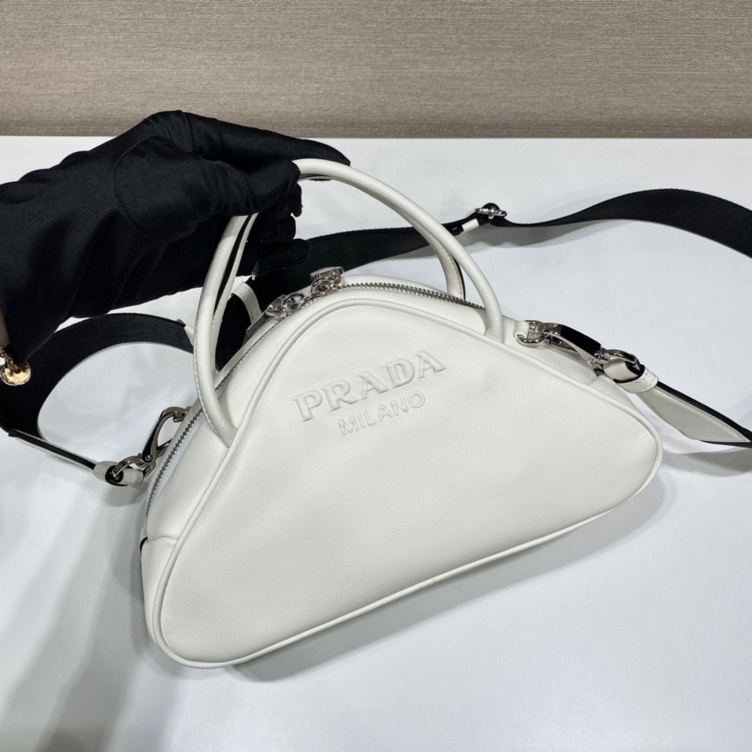 Prada Triangle Bag White For Women, Women's Bags 9.8in/25cm 1BB082_2BYA_F0009_V_NEO - Image 5