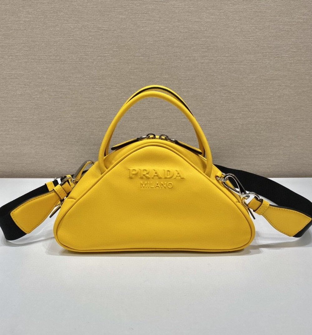 Prada Triangle Bag Yellow For Women, Women's Bags 9.8in/25cm 1BB082_2BYA_F0377_V_NEO