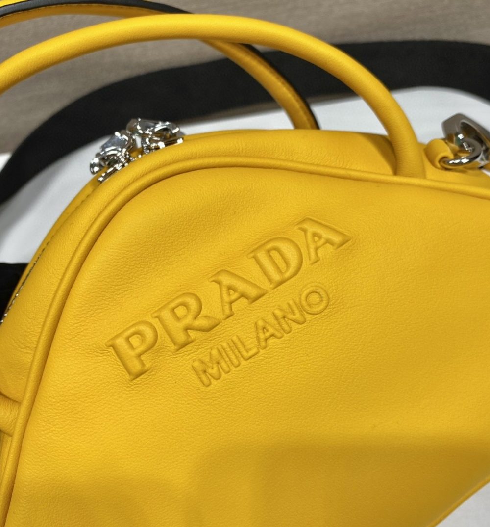 Prada Triangle Bag Yellow For Women, Women's Bags 9.8in/25cm 1BB082_2BYA_F0377_V_NEO