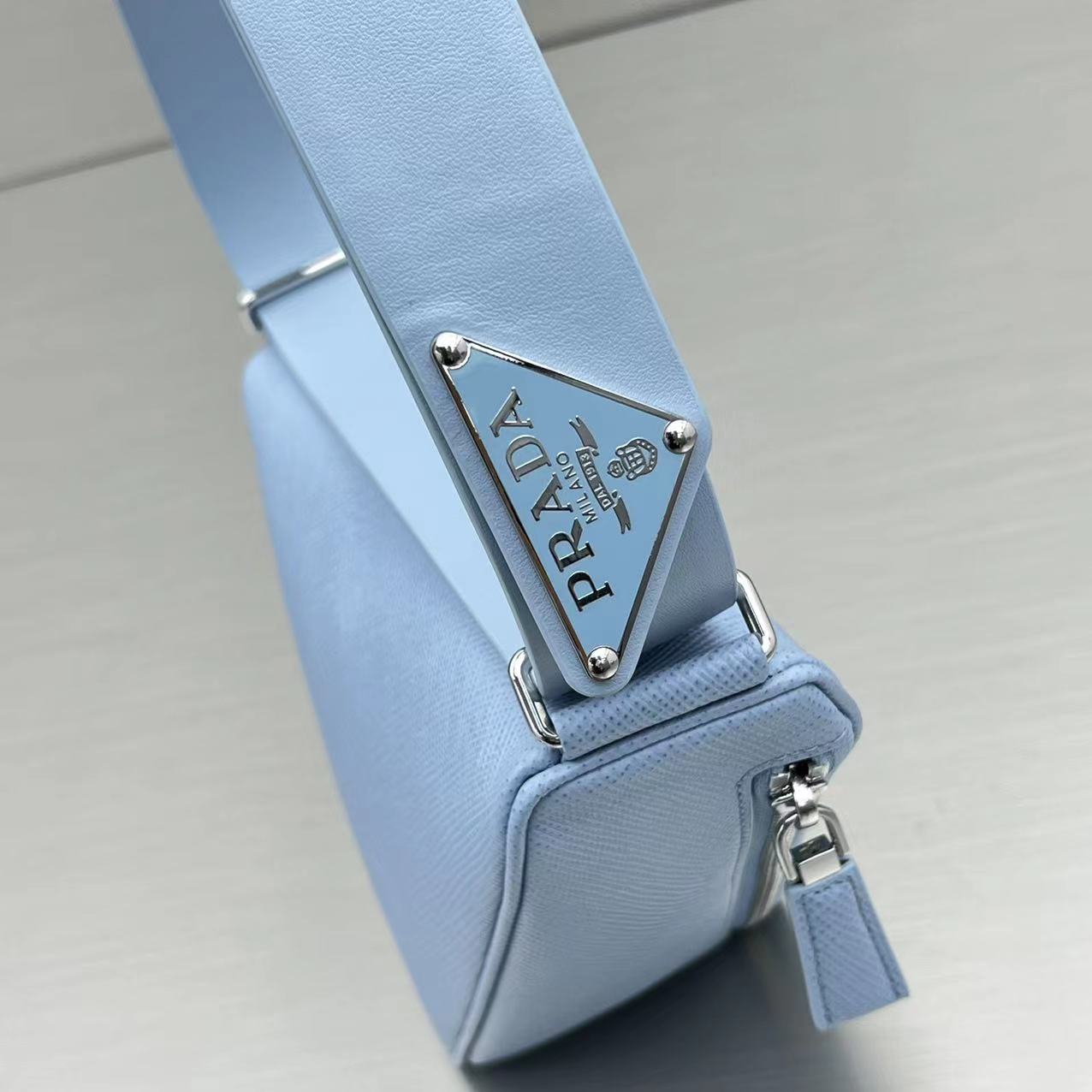 Prada Triangle Mini Bag Blue For Women, Women's Bags 9.8in/25cm - Image 6