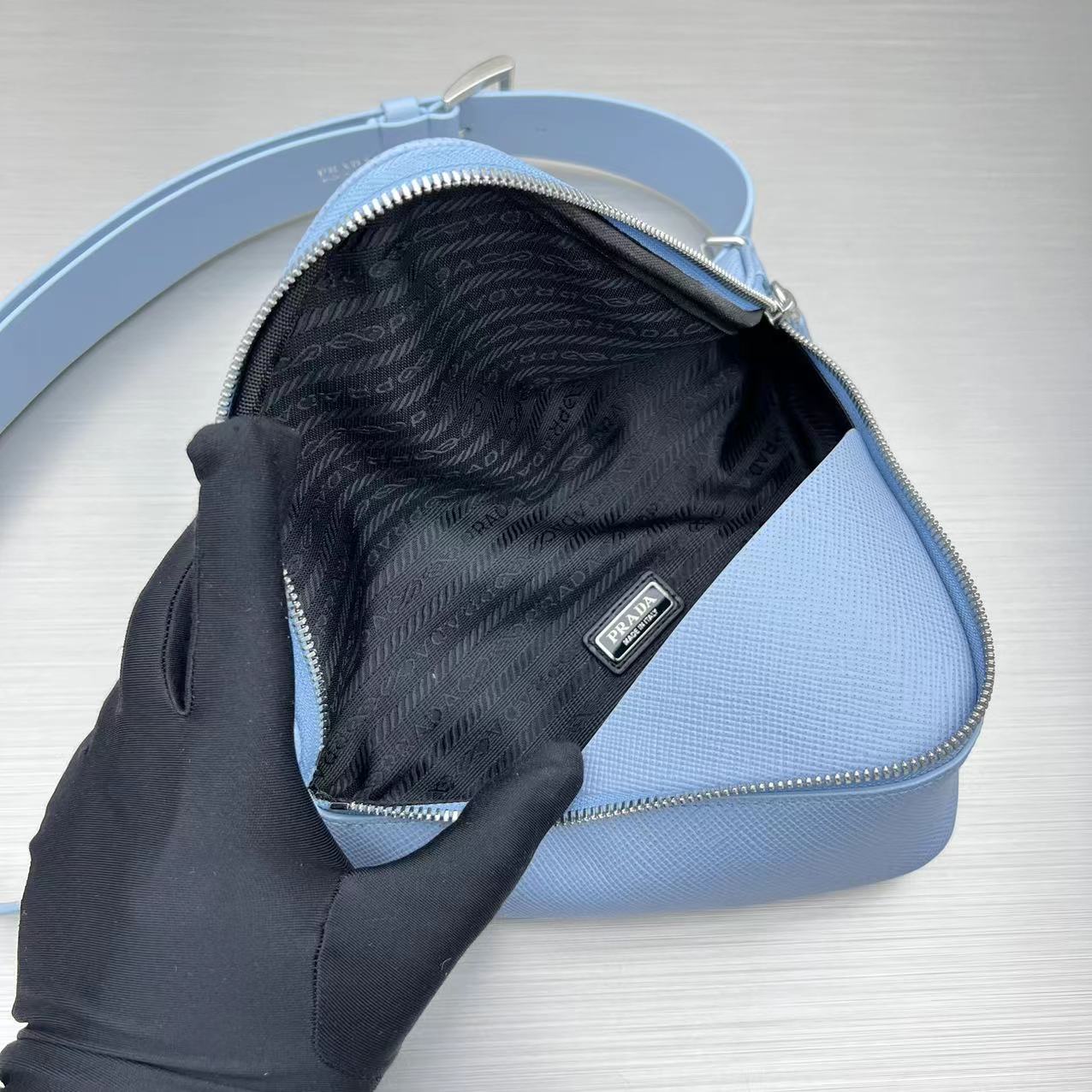 Prada Triangle Mini Bag Blue For Women, Women's Bags 9.8in/25cm - Image 8