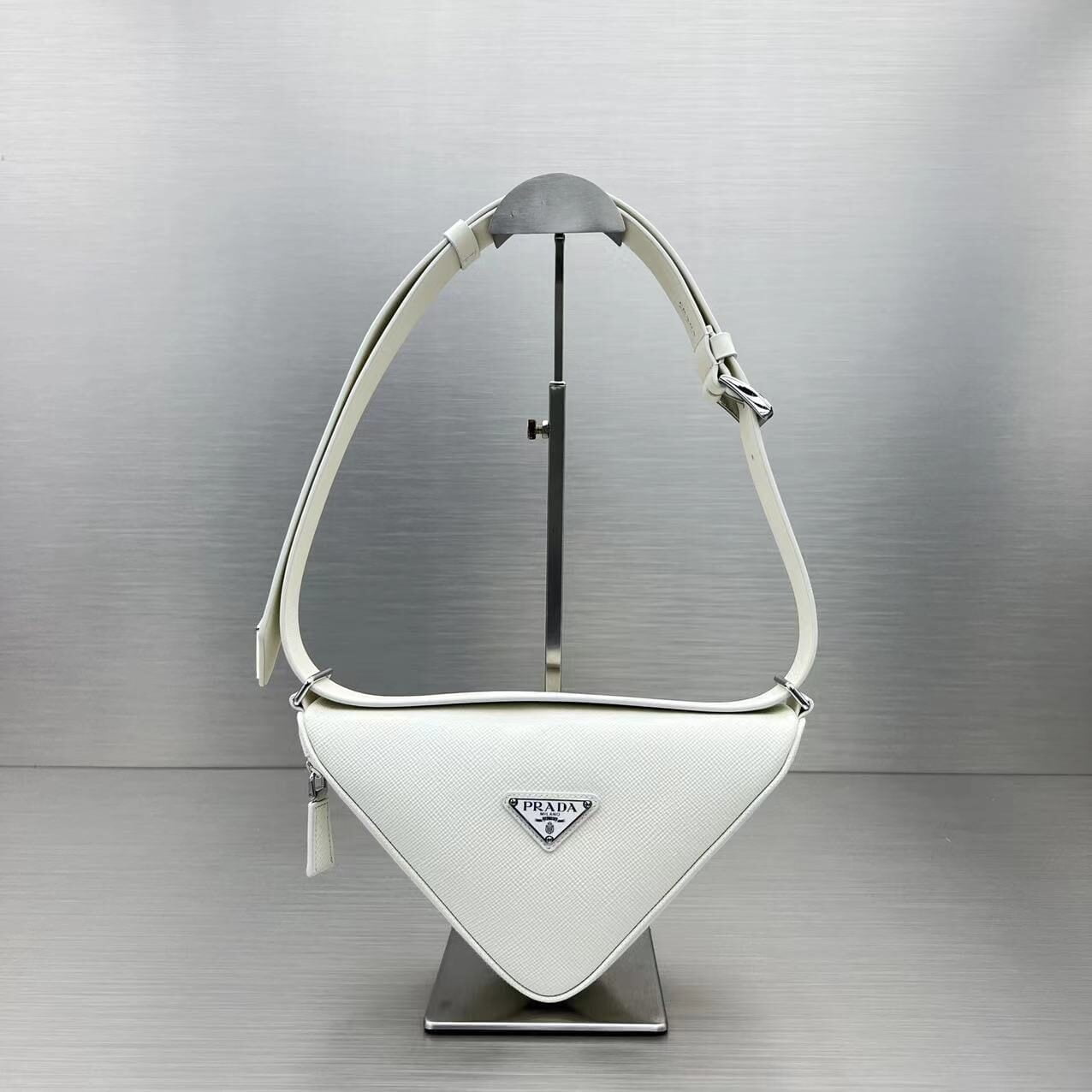 Prada Triangle Mini Bag White For Women, Women's Bags 9.8in/25cm