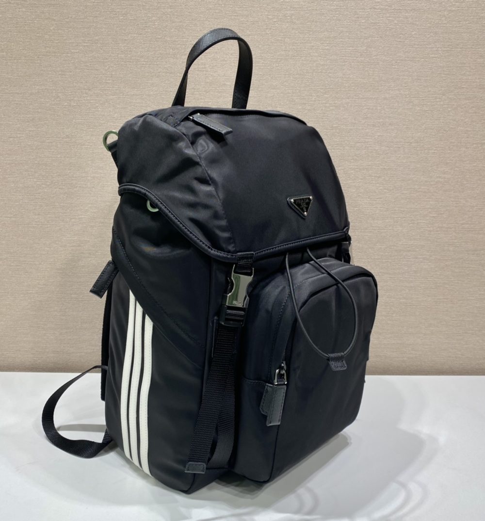 Prada x Adidas Re-Nylon And Saffiano Backpack Black For Women, Women's Bags 17.7in/45cm