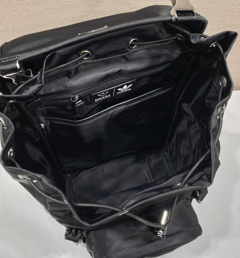 Prada x Adidas Re-Nylon And Saffiano Backpack Black For Women, Women's Bags 17.7in/45cm