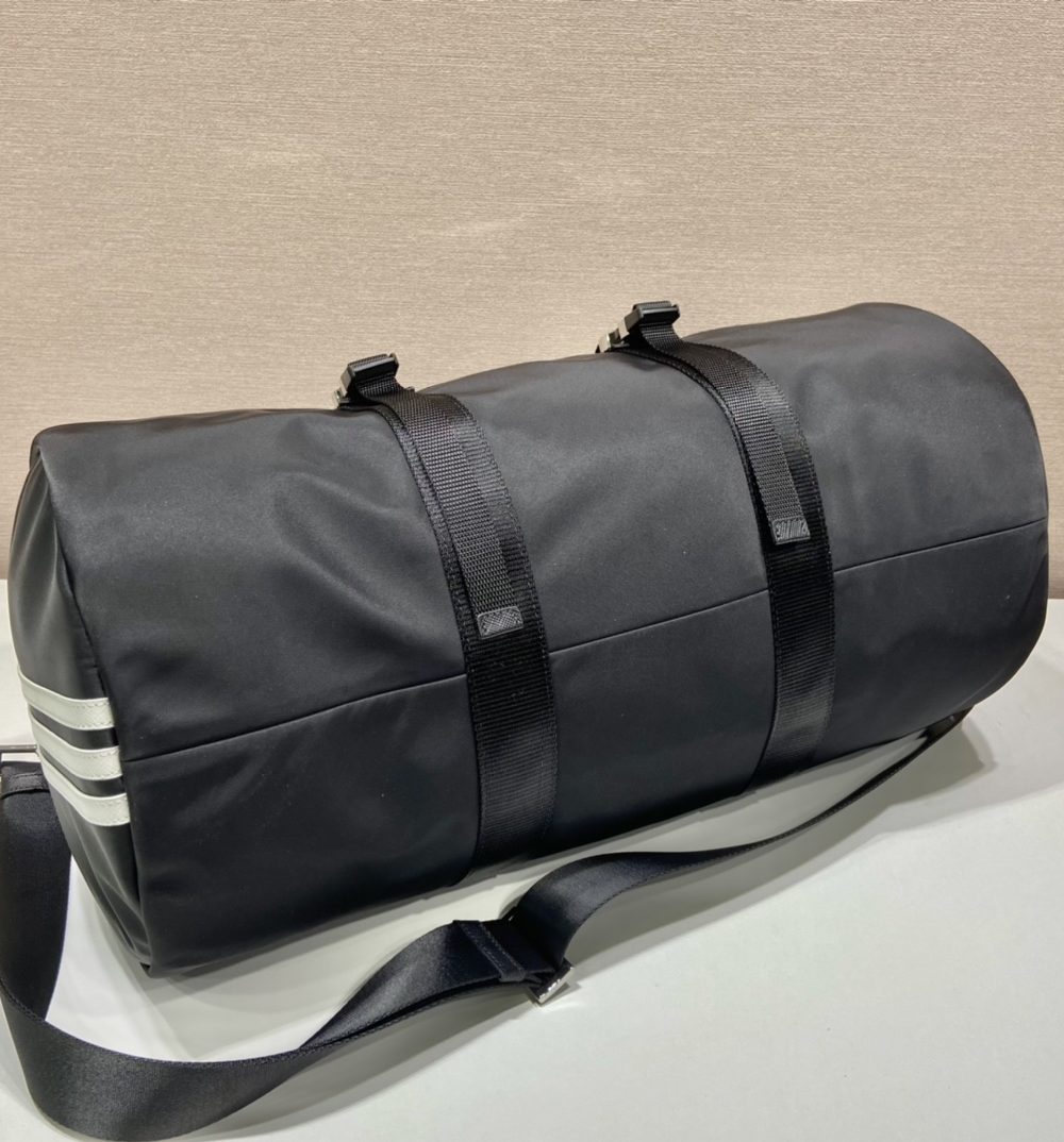 Prada x Adidas Re-Nylon Duffle Bag Black For Women, Women's Bags 19.7in/50cm