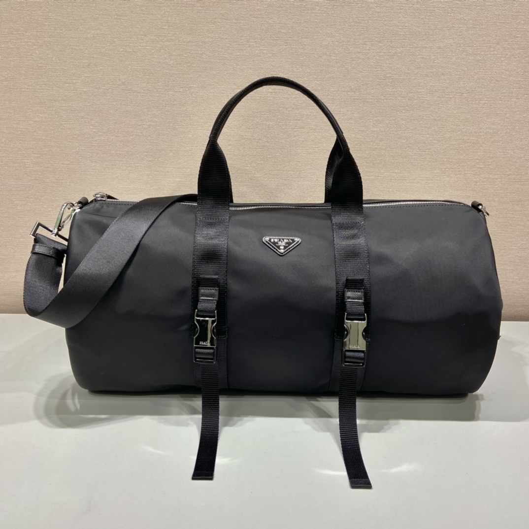 Prada x Adidas Re-Nylon Duffle Bag Black For Women, Women's Bags 19.7in/50cm