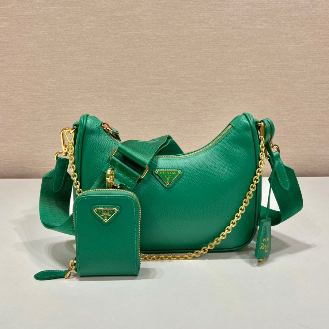Re-Edition 2005 Saffiano Bag In Green For Women 8.6 in/ 22 cm 1BH204_NZV_F0PCL_V_V2M - Image 2