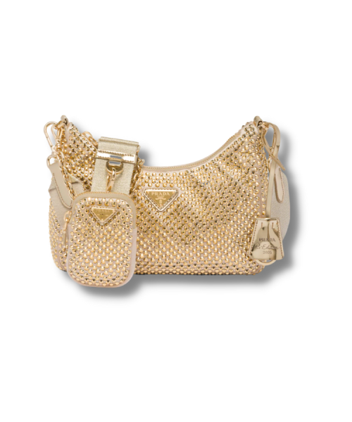 Re-Edition 2005 Satin Bag With Crystals Platinum For Women - 1BH204_2AWL_F0522_V_V9L