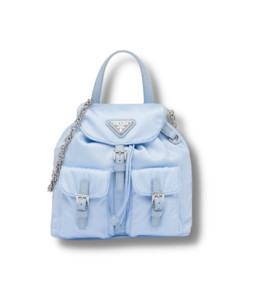 Re-Nylon Mini Backpack Light Blue For Women-1BH029_RV44_F0076_V_DOO