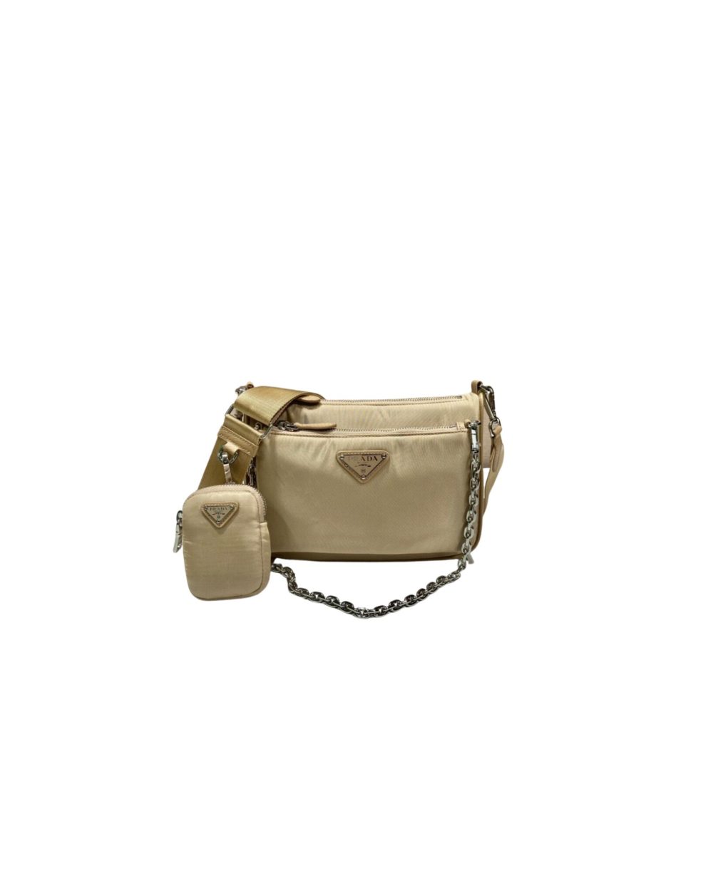 Re-Nylon Shoulder Bag In Beige For Women 8.6in/ 22cm