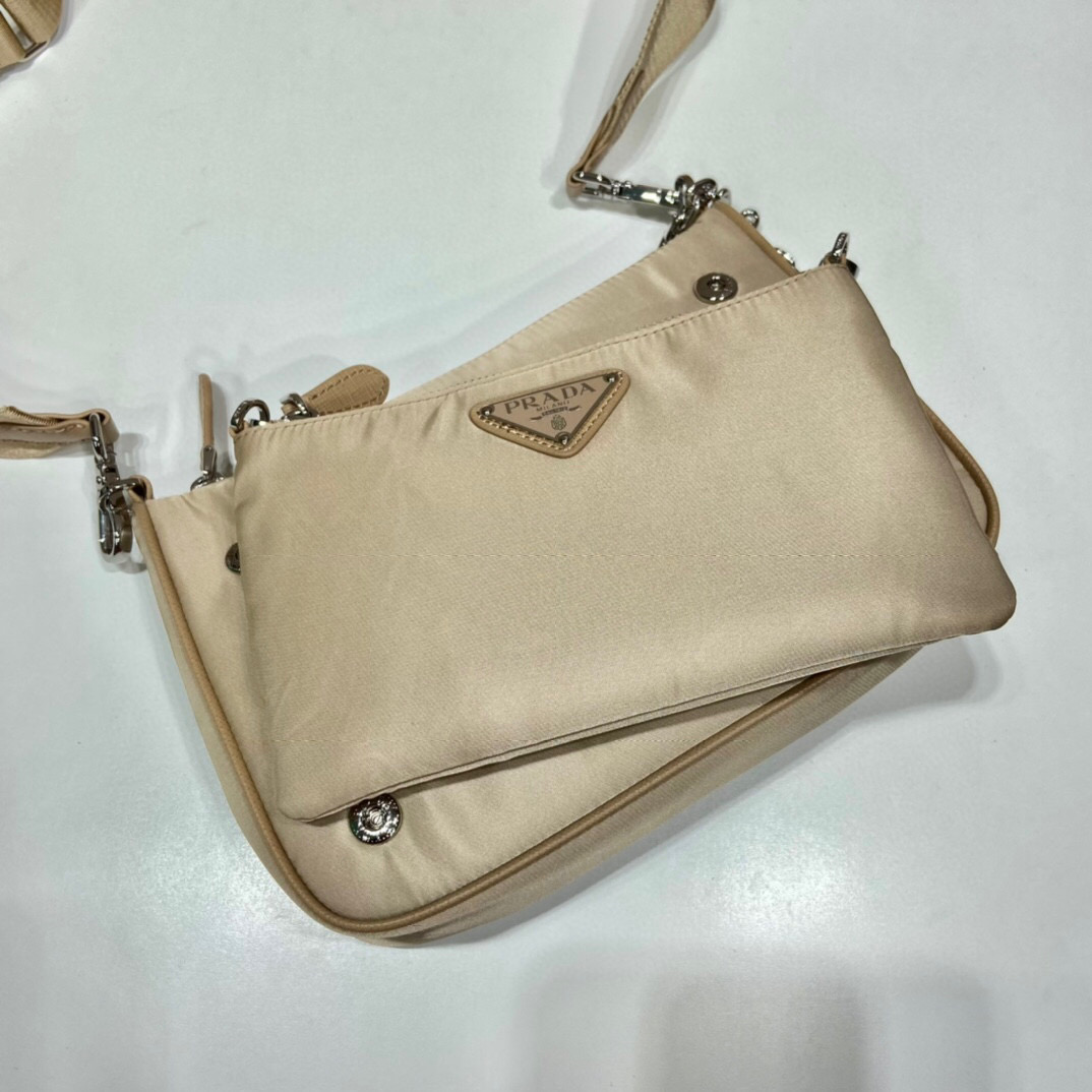 Re-Nylon Shoulder Bag In Beige For Women 8.6in/ 22cm - Image 3
