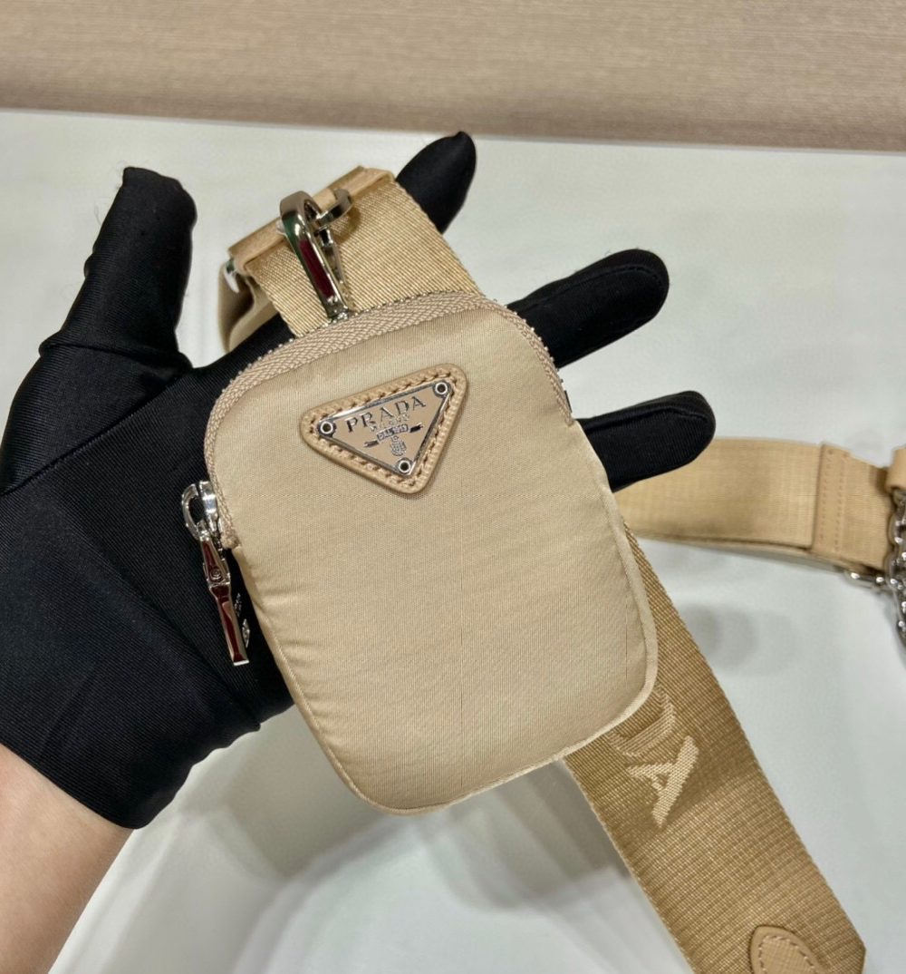 Re-Nylon Shoulder Bag In Beige For Women 8.6in/ 22cm