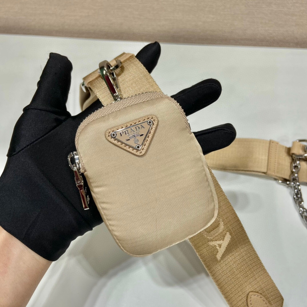 Re-Nylon Shoulder Bag In Beige For Women 8.6in/ 22cm - Image 7