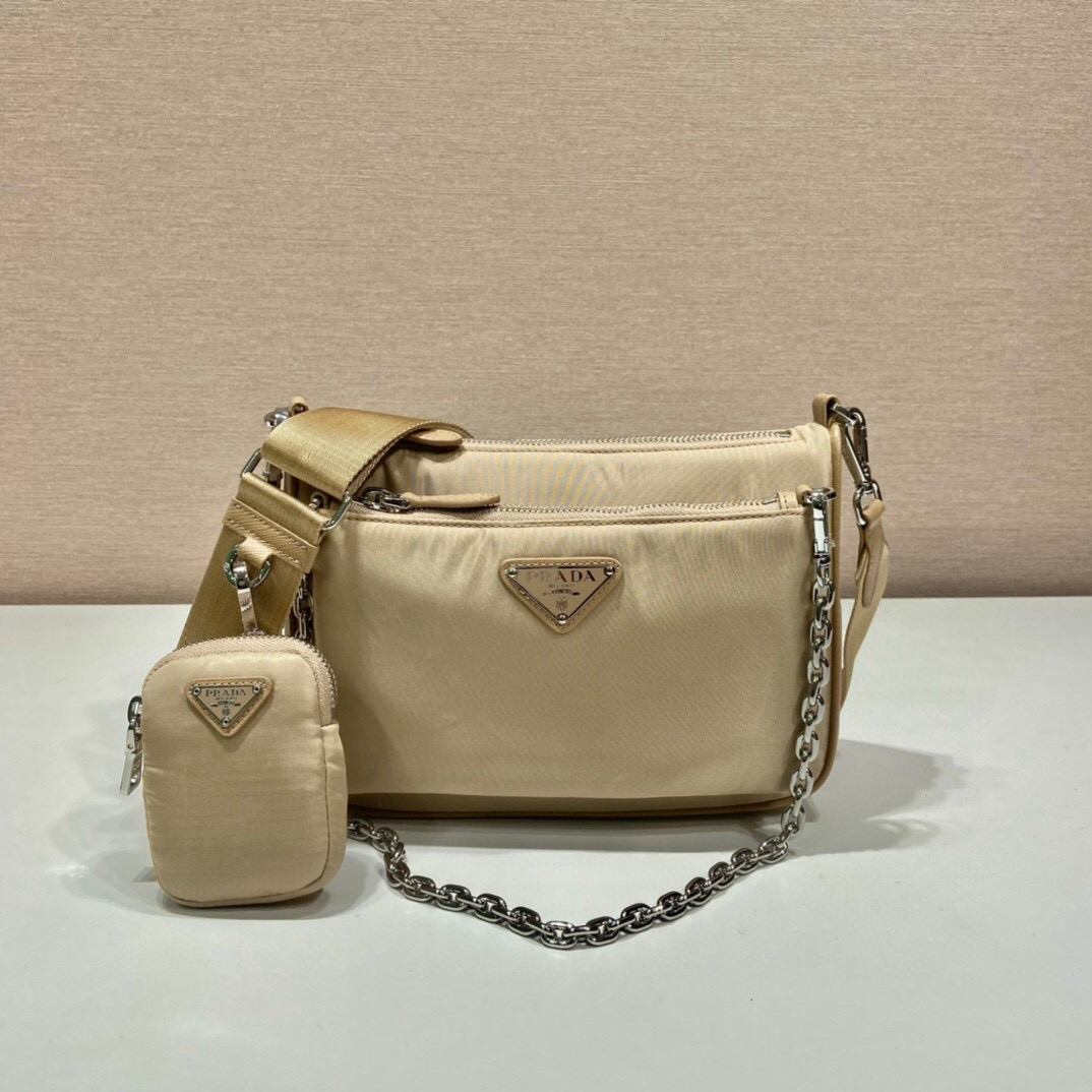 Re-Nylon Shoulder Bag In Beige For Women 8.6in/ 22cm - Image 2