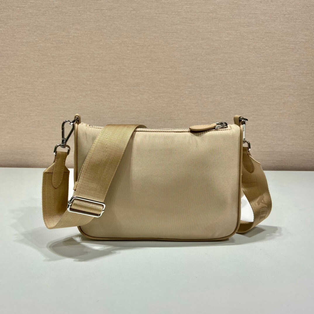 Re-Nylon Shoulder Bag In Beige For Women 8.6in/ 22cm - Image 4