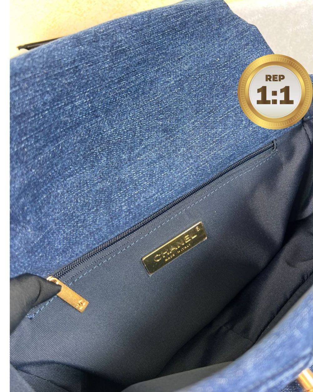 1:1 Replica Chanel 19 Handbag Denim Blue For Women 10.1in/26cm AS1160 B02876 N6832