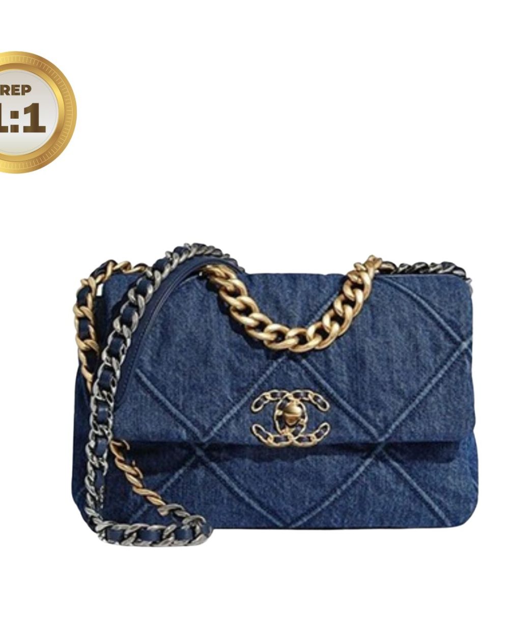 1:1 Replica Chanel 19 Handbag Denim Blue For Women 10.1in/26cm AS1160 B02876 N6832