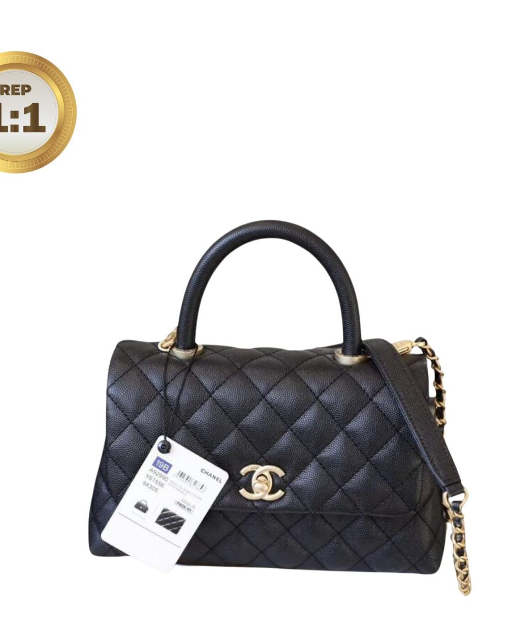 1:1 Replica Chanel Coco With Top Handle Bag Black For Women 9.4in/24cm