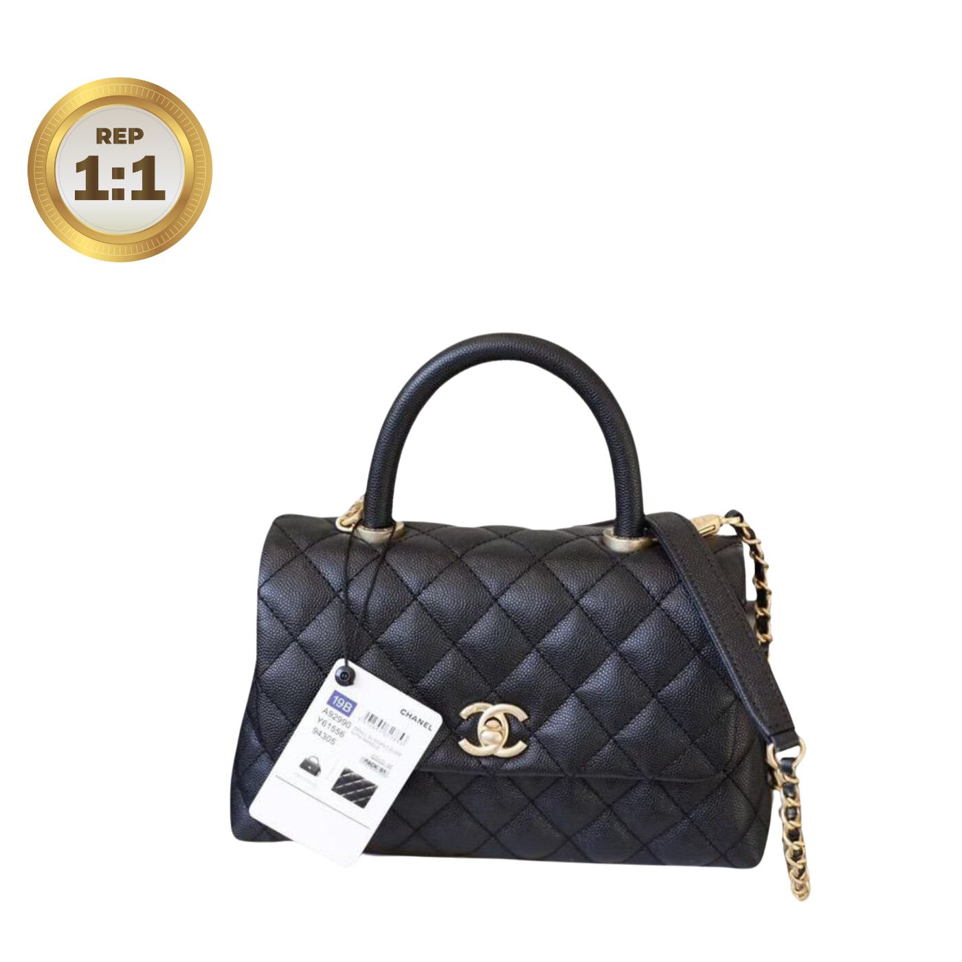1:1 Replica Chanel Coco With Top Handle Bag Black For Women 9.4in/24cm