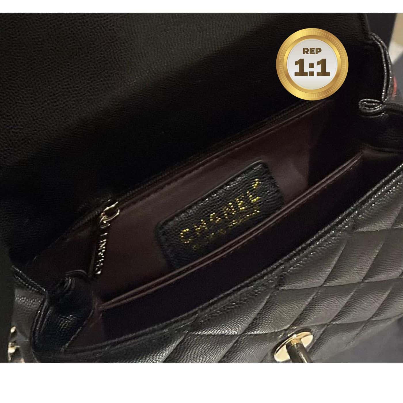 1:1 Replica Chanel Coco With Top Handle Bag Black For Women 9.4in/24cm - Image 3