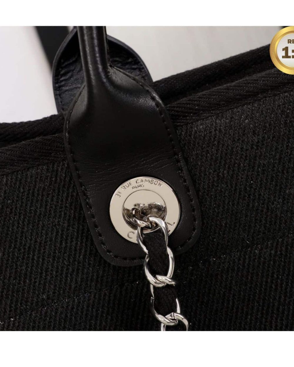 1:1 Replica Chanel Large Deauville Pearl Tote Bag Black For Women 15in/38cm A66941