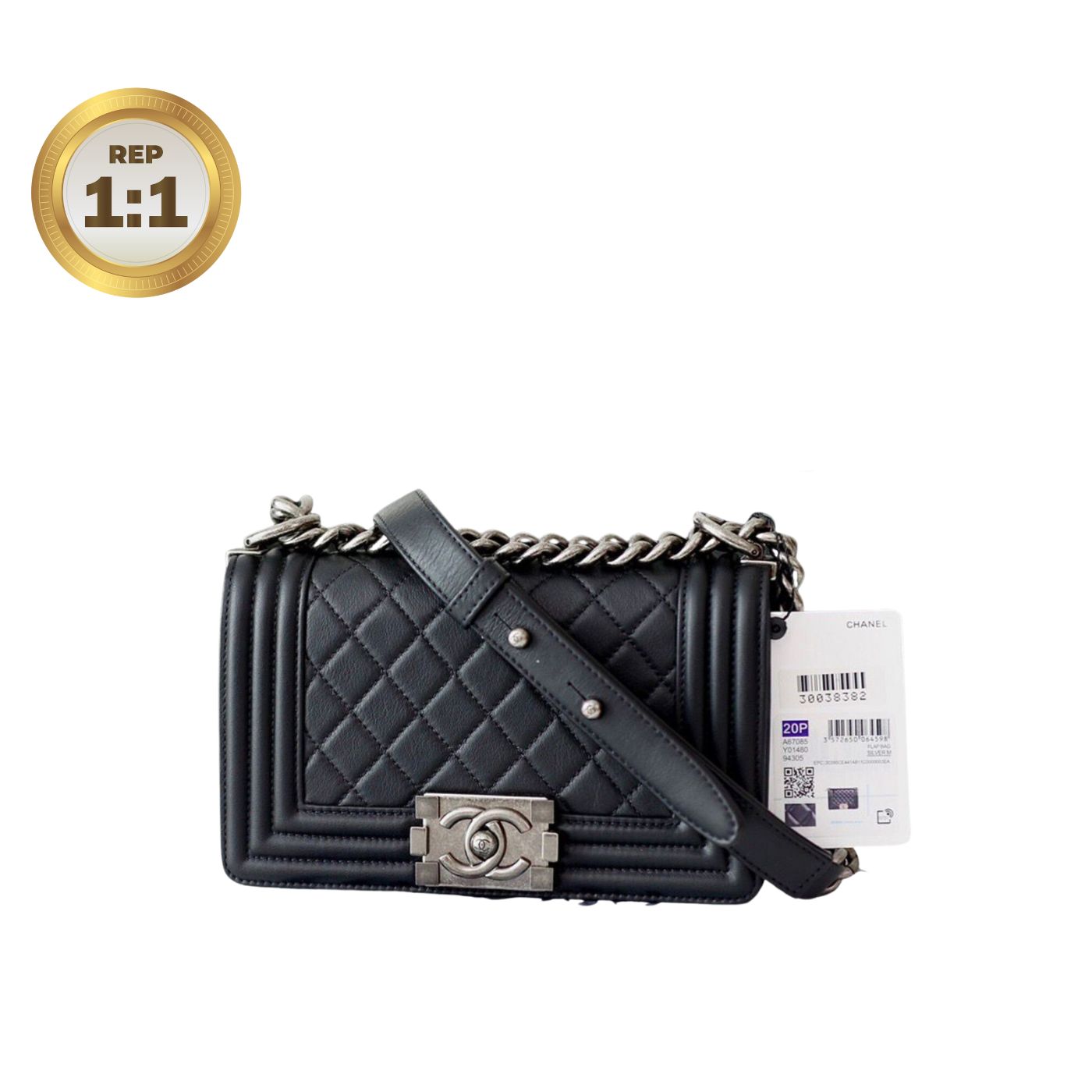 1:1 Replica Chanel Mini Classic Flapbag Black For Women 20cm/7.9 in
