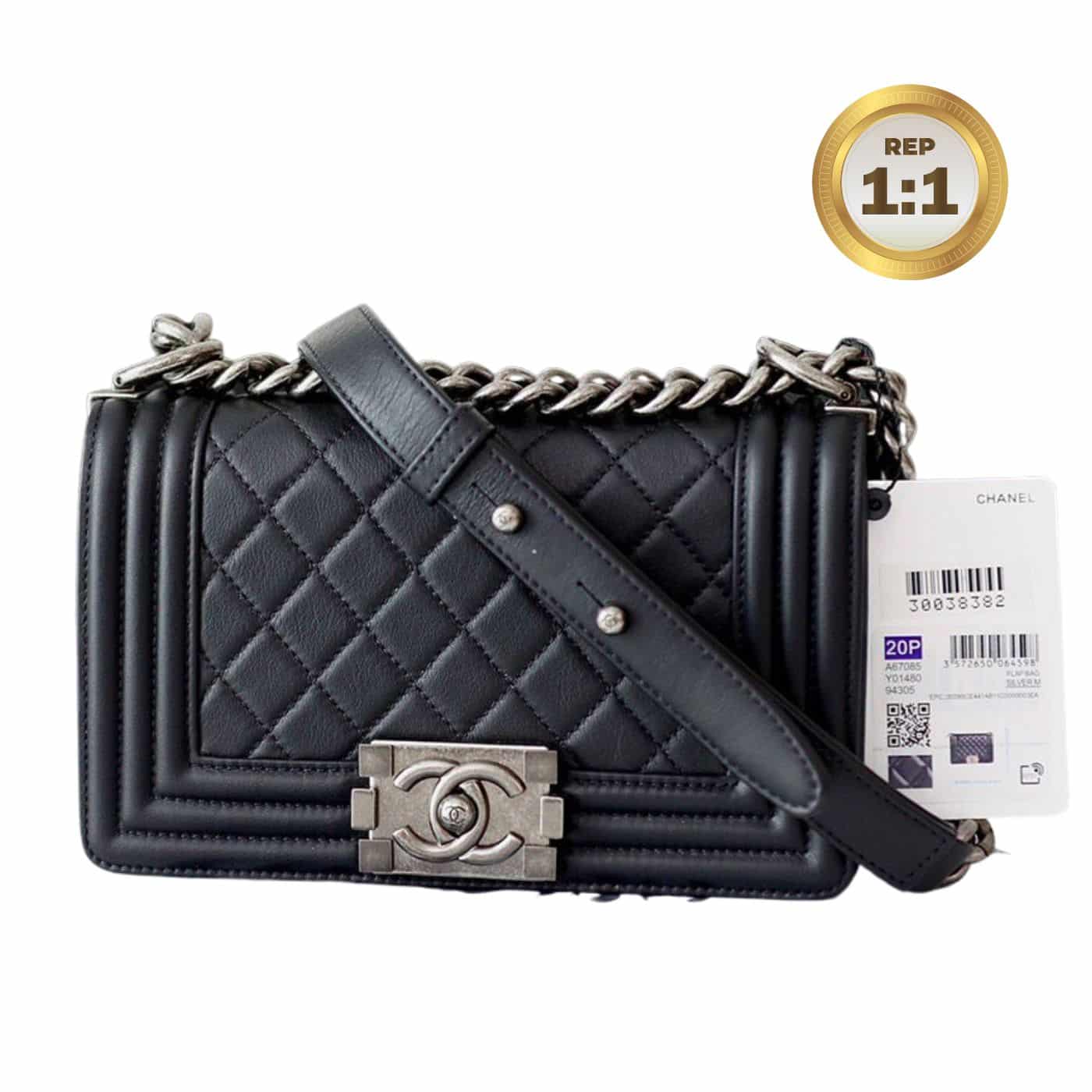1:1 Replica Chanel Mini Classic Flapbag Black For Women 20cm/7.9 in - Image 8