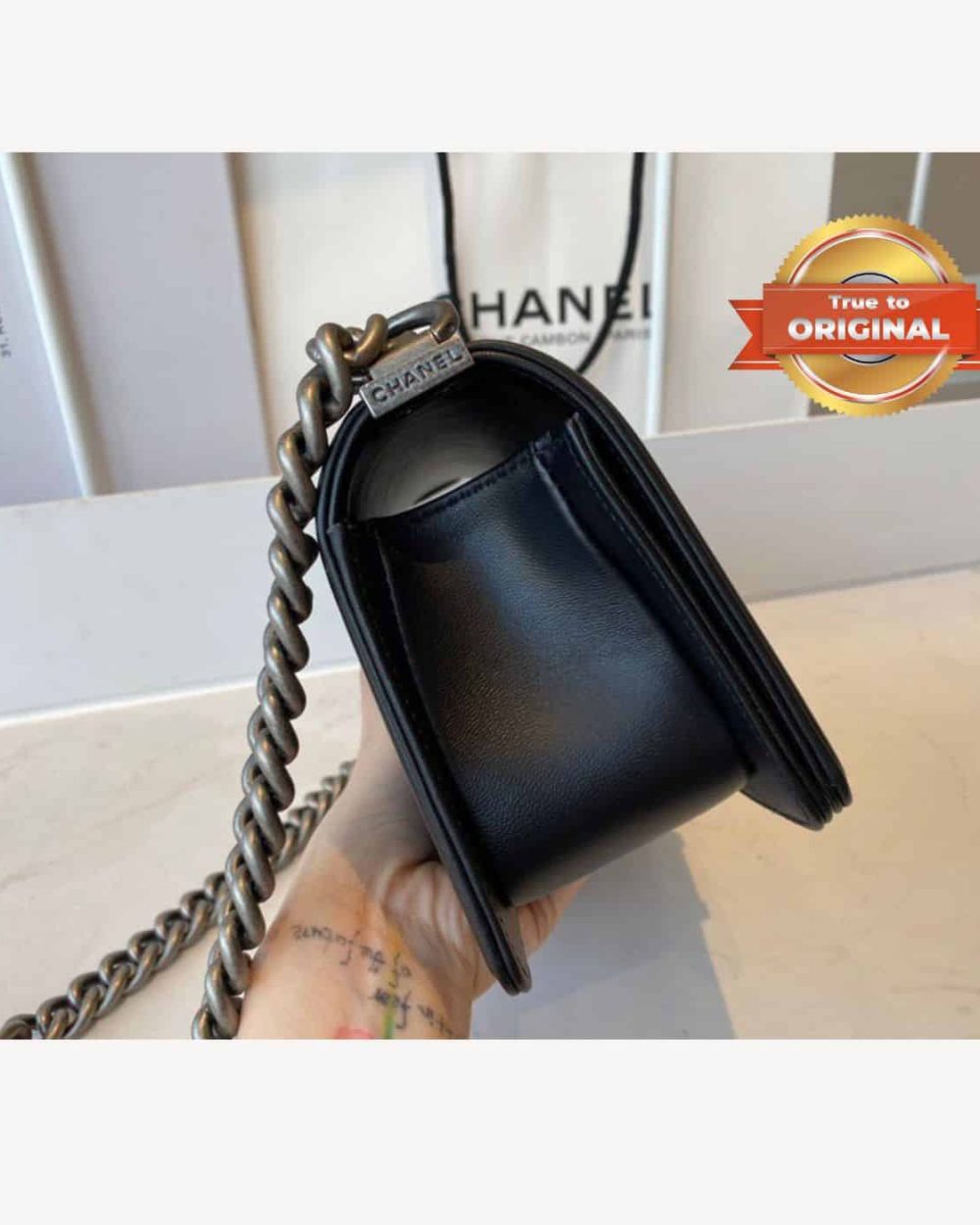 1:1 Replica Chanel Mini Classic Flapbag Black For Women 20cm/7.9 in