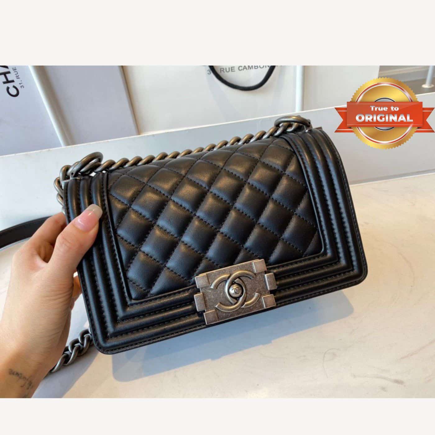 1:1 Replica Chanel Mini Classic Flapbag Black For Women 20cm/7.9 in - Image 3