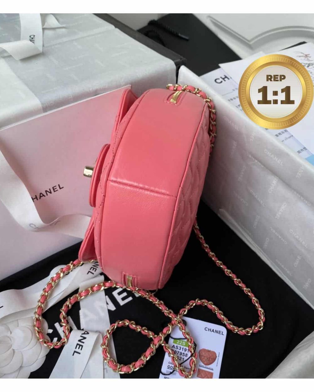 1:1 Replica Chanel Mini Heart Bag Coral Pink For Women 7in/18cm AS3191 B07958 NH621