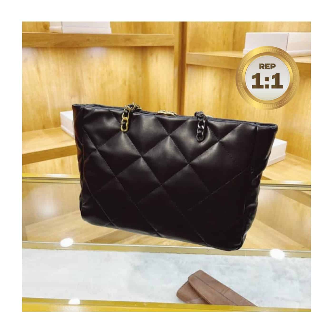 1:1 Replica Chanel Shopping Chanel Bag 19 Black For Women 16in/41cm - Image 2