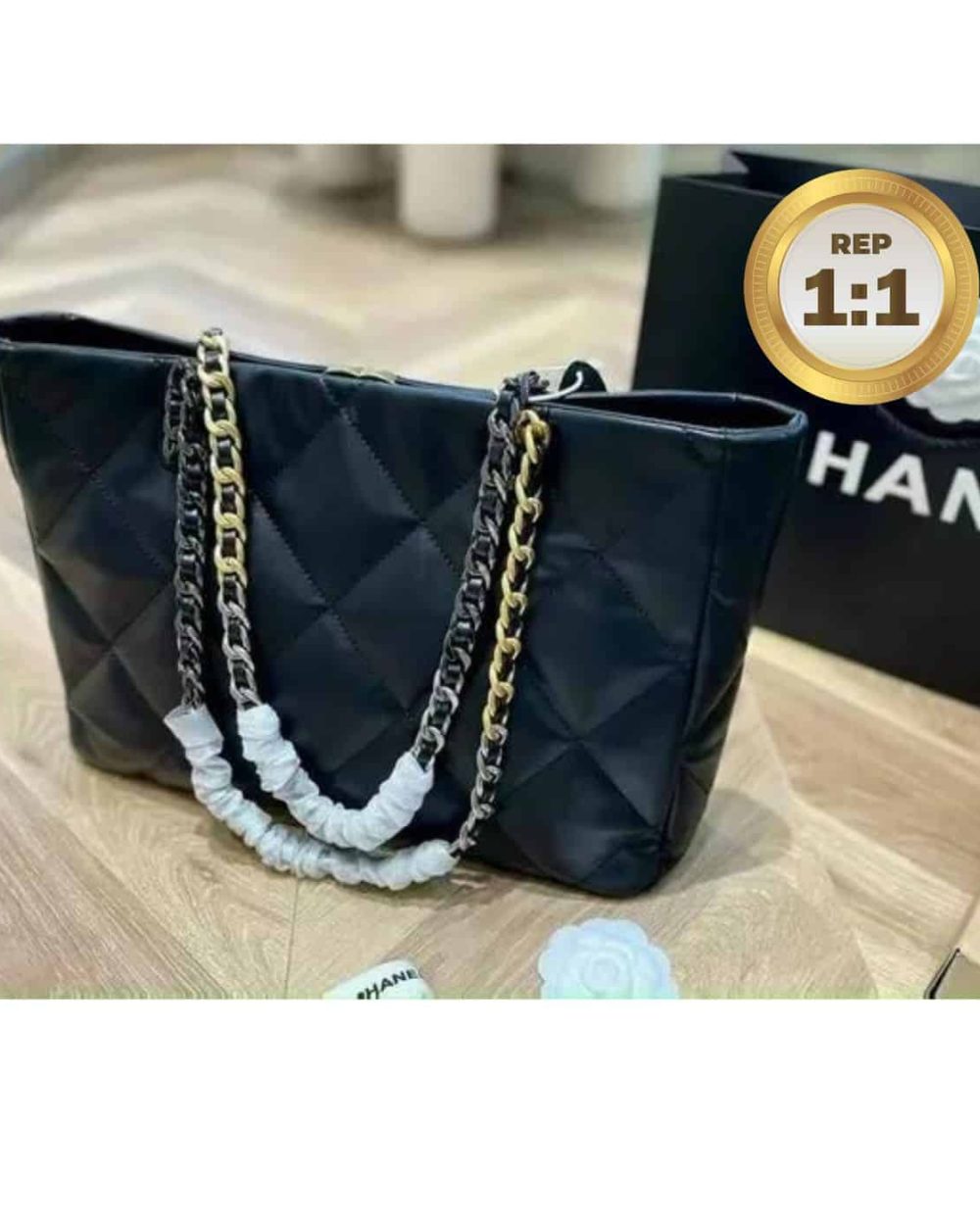 1:1 Replica Chanel Shopping Chanel Bag 19 Black For Women 16in/41cm