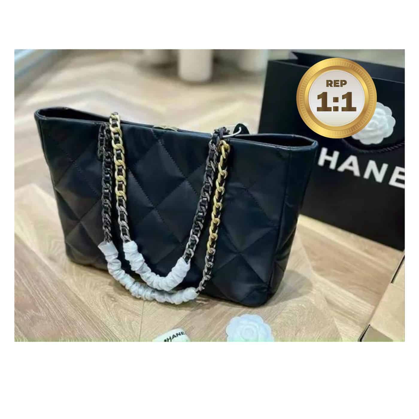 1:1 Replica Chanel Shopping Chanel Bag 19 Black For Women 16in/41cm - Image 3