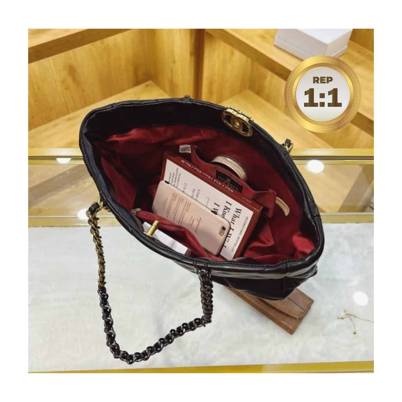 1:1 Replica Chanel Shopping Chanel Bag 19 Black For Women 16in/41cm - Image 4