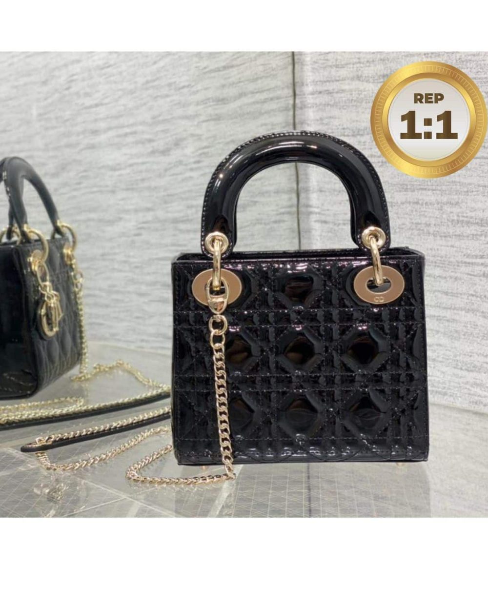 1:1 Replica Christian Dior Mini Lady Dior Bag Black For Women 17cm