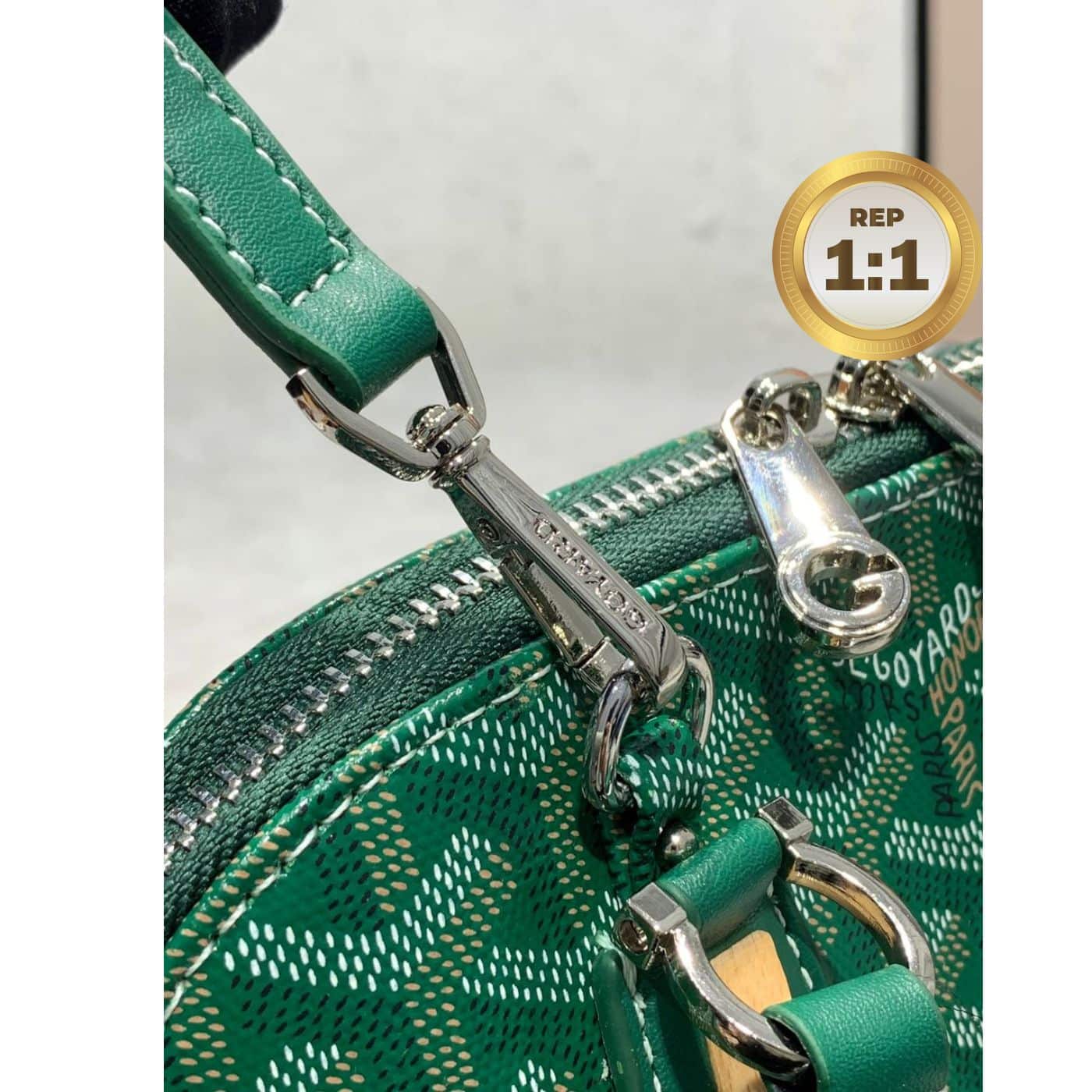 1:1 Replica Goyard Vendome Mini Bag Green/Navy Blue For Women 9.1in/23cm VENDOSMINTY01CL03P - Image 4