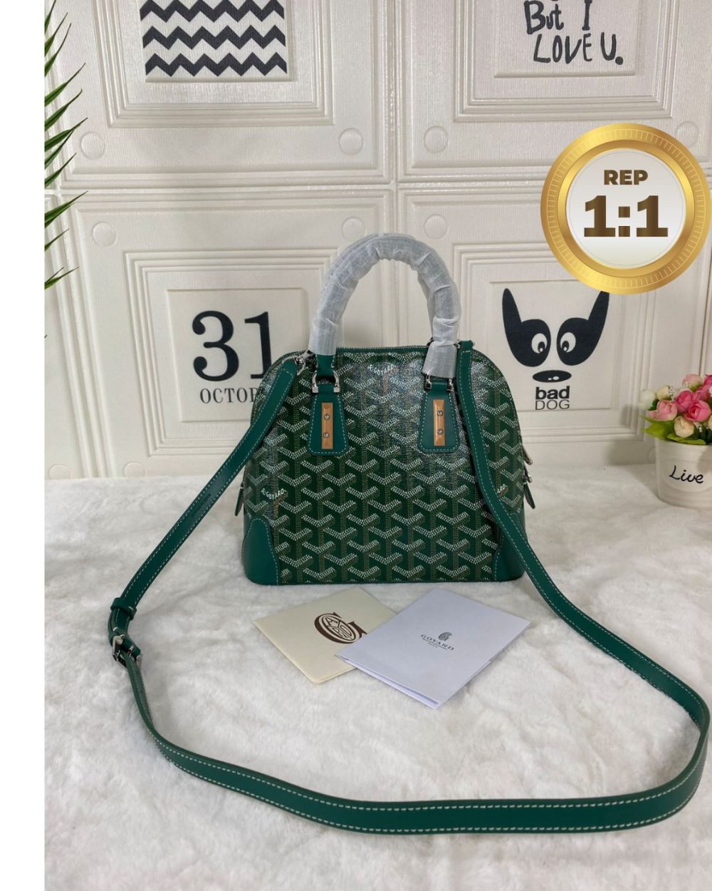 1:1 Replica Goyard Vendome Mini Bag Green/Navy Blue For Women‎ 9.1in/23cm VENDOSMINTY01CL03P