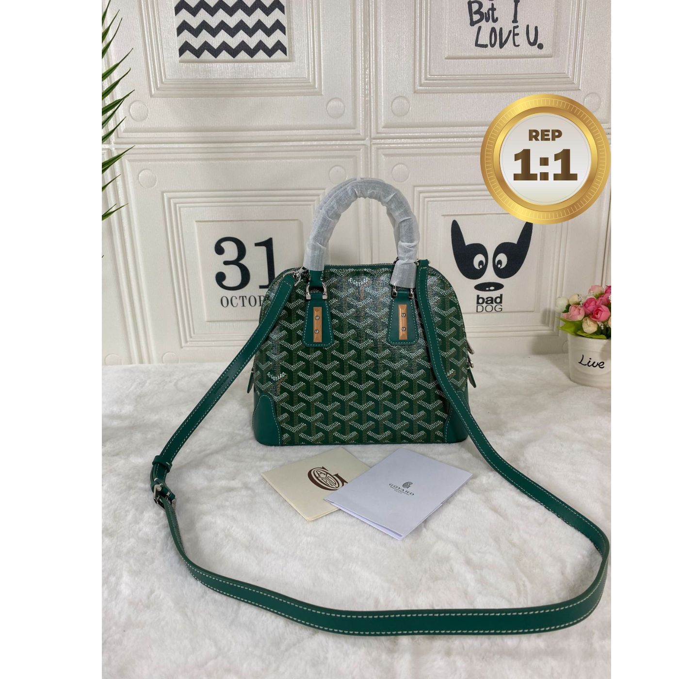 1:1 Replica Goyard Vendome Mini Bag Green/Navy Blue For Women 9.1in/23cm VENDOSMINTY01CL03P - Image 2