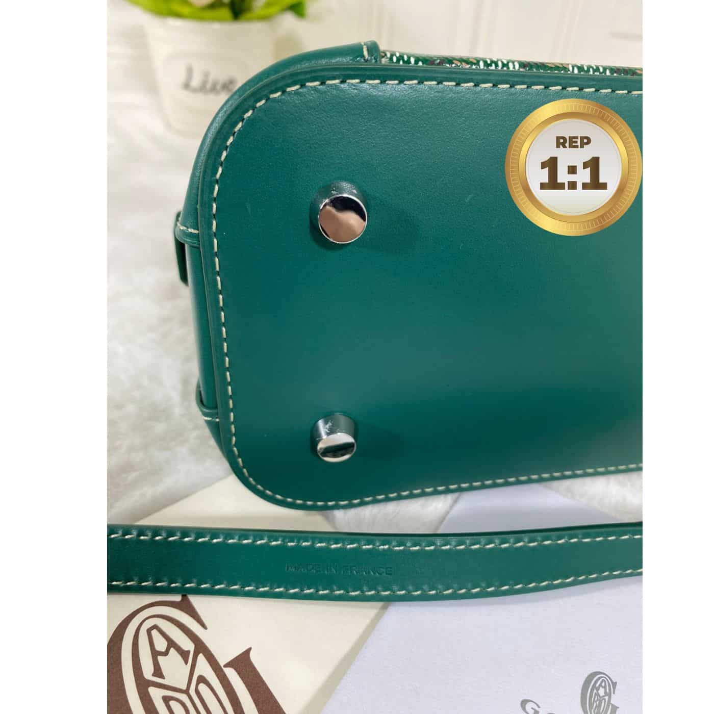 1:1 Replica Goyard Vendome Mini Bag Green/Navy Blue For Women 9.1in/23cm VENDOSMINTY01CL03P - Image 3